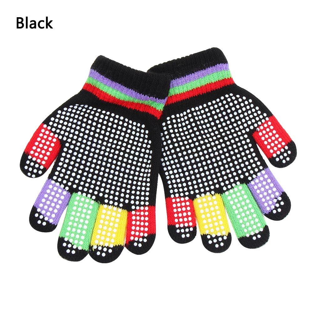Candy Color for Kids Acrylic Knitted Gloves Antiskid Winter Glove Full Finger Mittens
