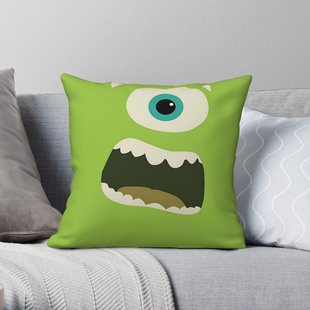 Lu Xika Chen Unisex Mike Wazowski Pillowcase Polyester Linen Velvet Creative Zip Decor Car Cushion Case 45X45