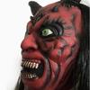 Halloween Devil Mask, Vampire Long-Haired Full-Head Mask, Adult Horror Mask, Red-Faced Horned Mask