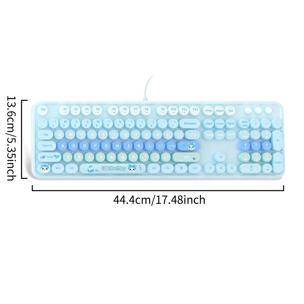 Mofii Sweet - Designed 104 - Key Wired Membrane Keyboard with Retro - Style Round Keycaps, Compatible with Laptop
