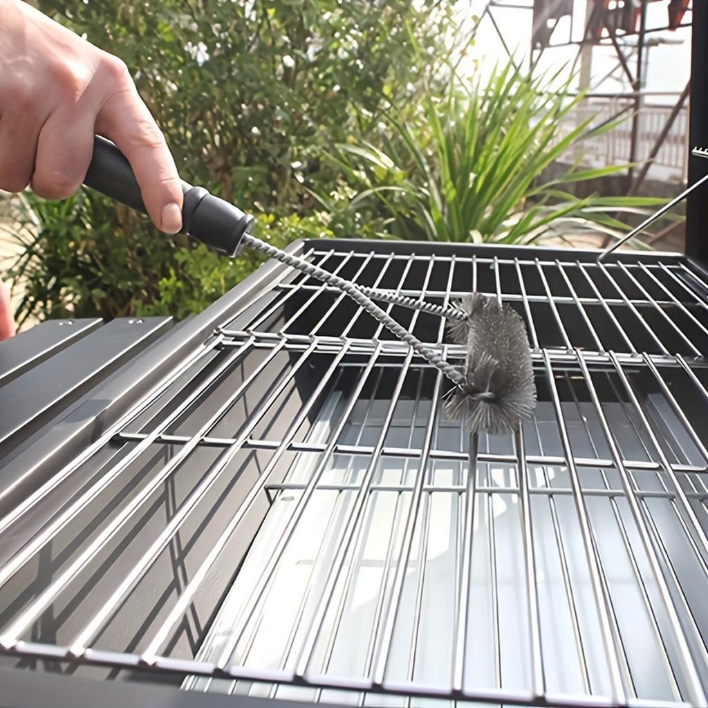 Stainless Steel BBQ Grill Cleaning Brush, Single Wire Brush for Outdoor Grates, Effective for Removing and