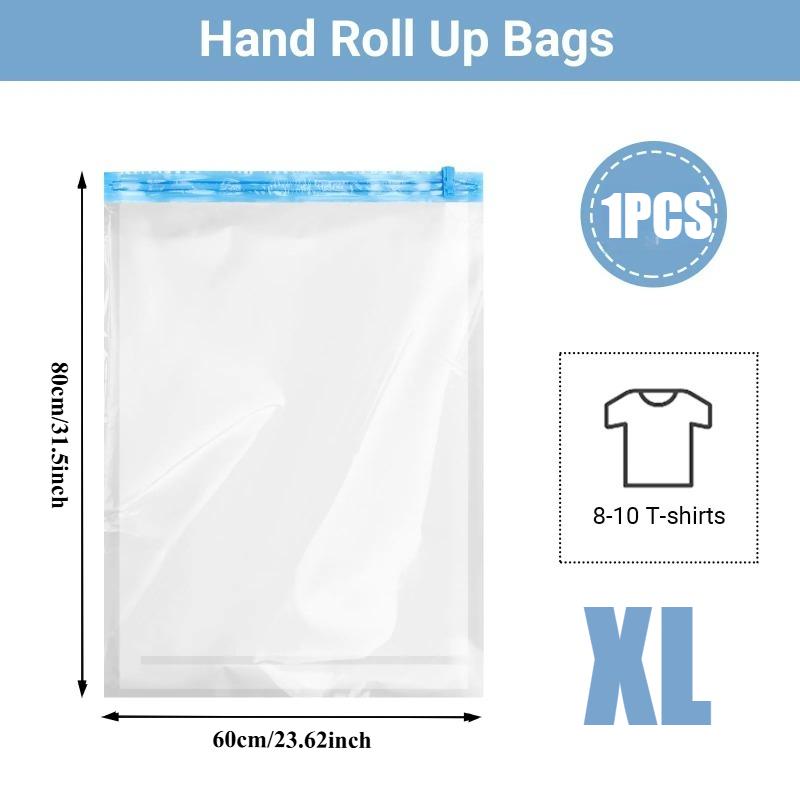 Roll Up Compression Bags Reusable Vacuum Storage Bags for Travel Organizer Saving Space In Suitcase  No Pump Required