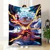 "White-haired Anime Hero with Lightning Design. Flannel Blanket for Bedroom, Living Room, Sofa, and Nap Sofas."