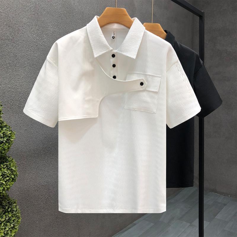 Men's Deconstructed Fake Two Piece Short Sleeve Polo Shirt Casual Fashion Top