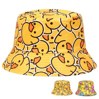 Unisex Duck Print Beach Hats Flat Top Sunscreen Fisherman Hat Women Travel Bucket Cap Summer Hip Hop Caps Cute Hat
