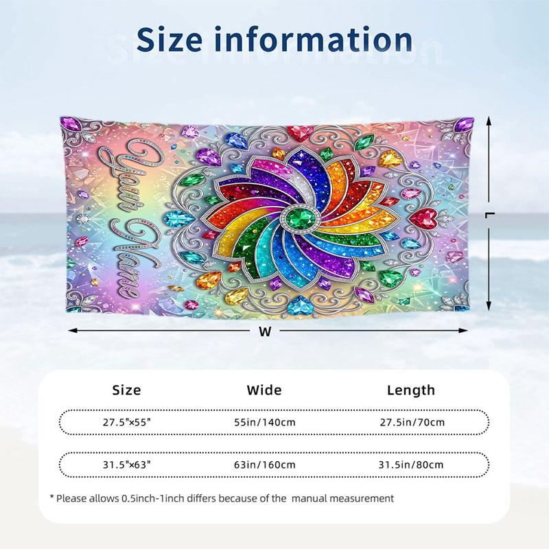 Rainbow Leopard 1 Theme Quick Dry Beach Towel Custom Name Text Print Large Sand Resistant Towel Beach Vacation