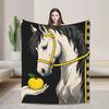 Equestrian Horse Blanket Vintage Throw Flannel Farmhouse Home Decor