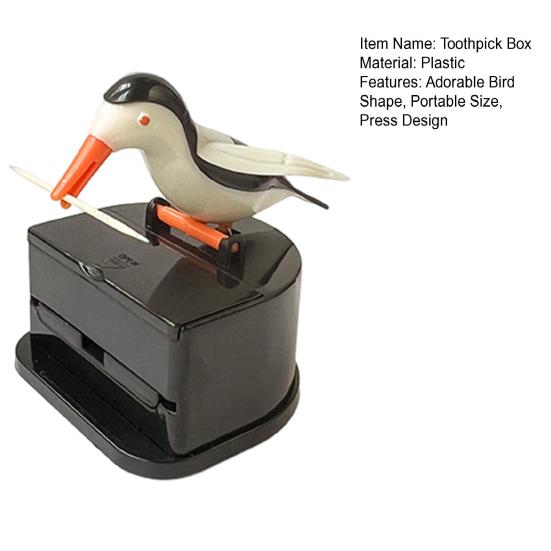 Fågel Tandpetare Dispenser Press Hackspett Tandpetare Hållare Bärbar Hem Kontor Restaurang Skrivbord Automatisk