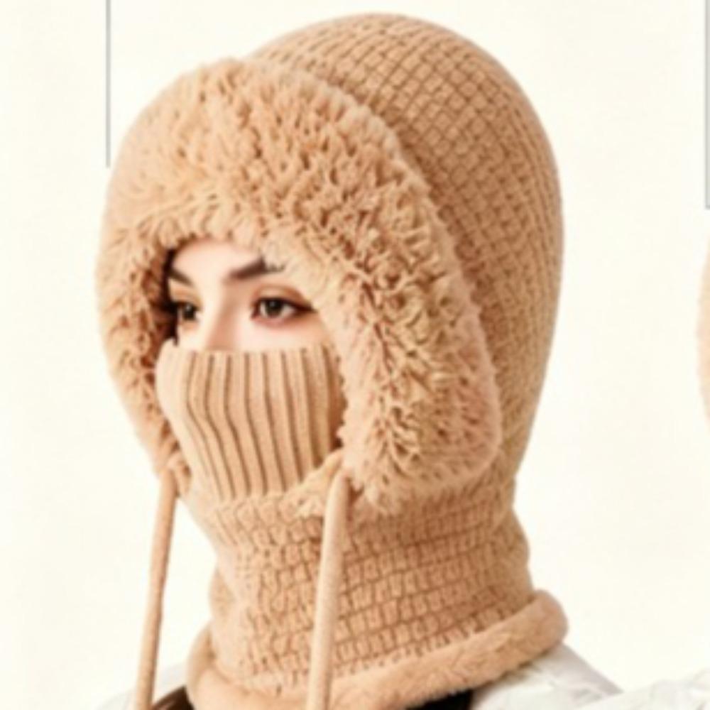 **Women Knit Balaclava Face Mask Neck Warmer Ear Flap Fleece Lined Outdoor Cycling Winter**