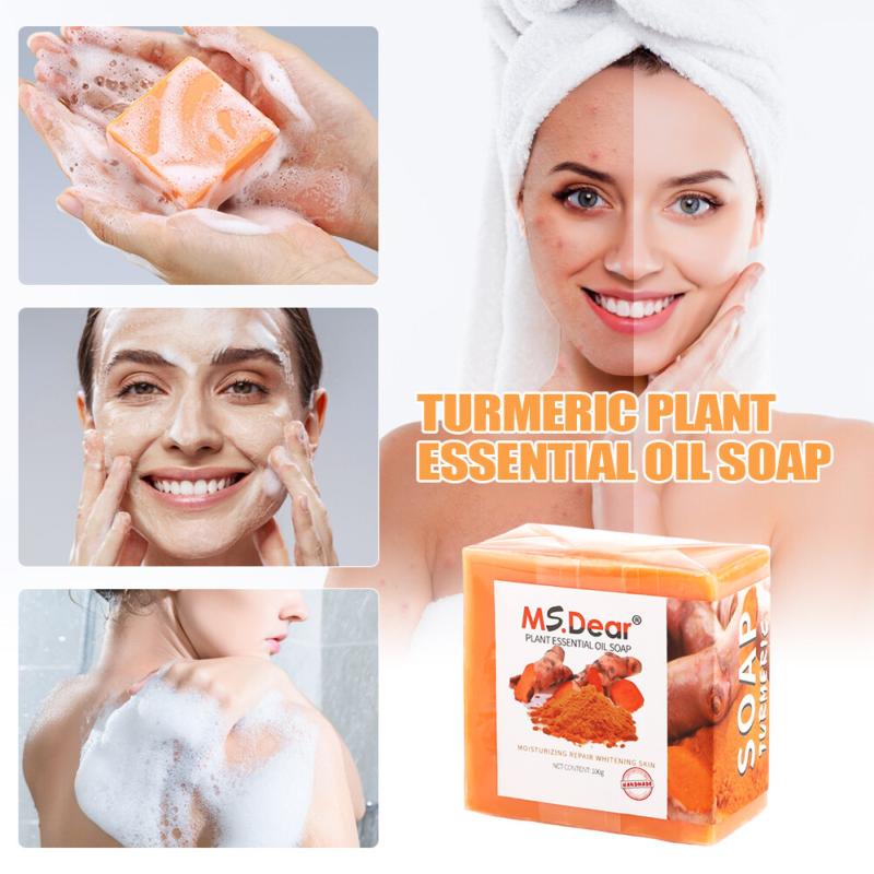 2× Turmeric Soap Skin Whitening Dark Spots Lightening Acne Brightening Turmeric