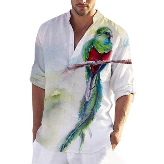 Summer Shirt Half Sleeve Single-breasted Chinese Style Stand Collar Men Top Daily Garment