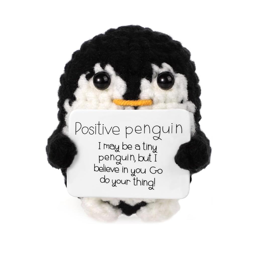 Handmade Positive Penguin Doll With Card Home Decoration Knitted Penguin Christmas Doll Ornament Room Decor Christmas Party Gift