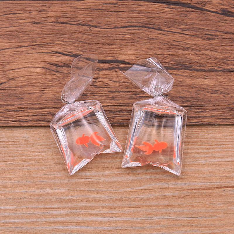 1Pcs 24*53MM DIY Transparent Resin Simulation Goldfish Pendant Jewelry