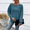 Women's Fashionable Solid Color Round Neck Long Sleeved Casual Pullover T-shirt Top