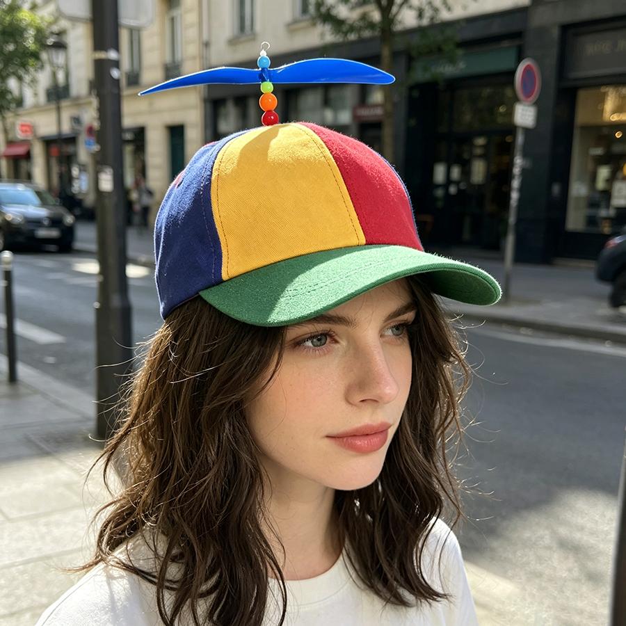 Funny Multicolor Propeller Hat For Adults Spinning Helicopter Baseball Cap Novelty Carnival Birthday Masquerade Cosplay Costume
