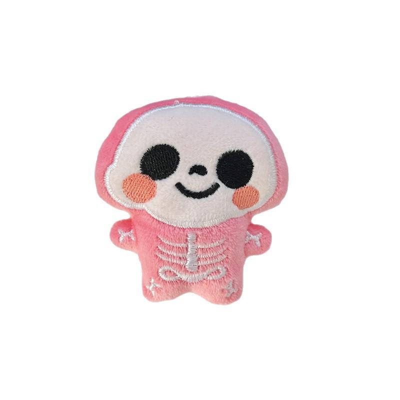 Squeaky Devil Skeleton Plush Brooch Pendant - Cartoon Doll for Bag/Shoe Decoration