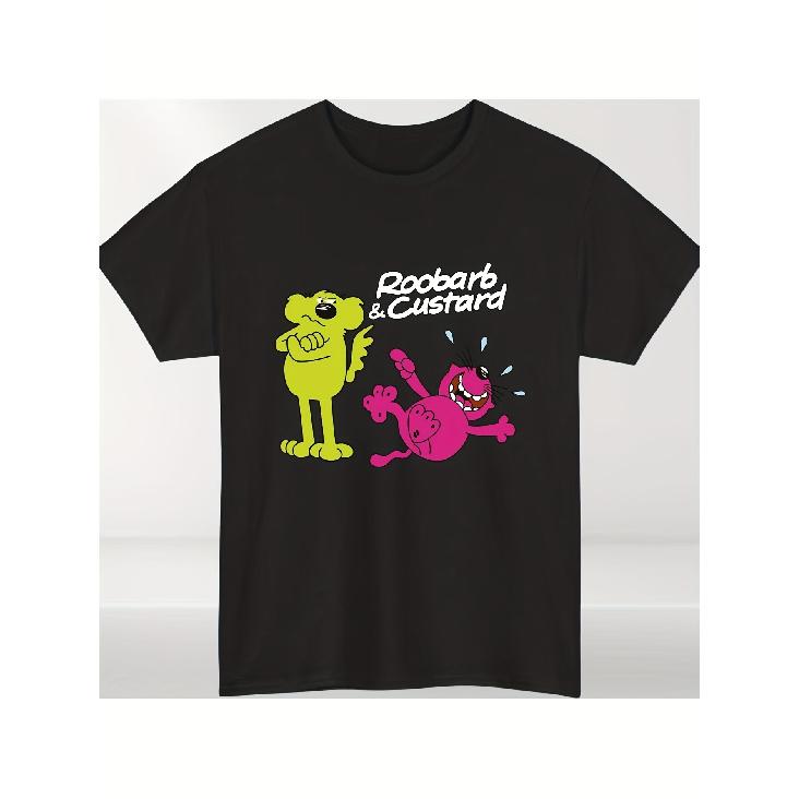 Roobarb & Custard Retro TV Show T-Shirt - Vintage 60s Inspired Unisex Adult & Tee with Iconic Cartoon Characters, Nostalgic British Series Apparel S чёрный