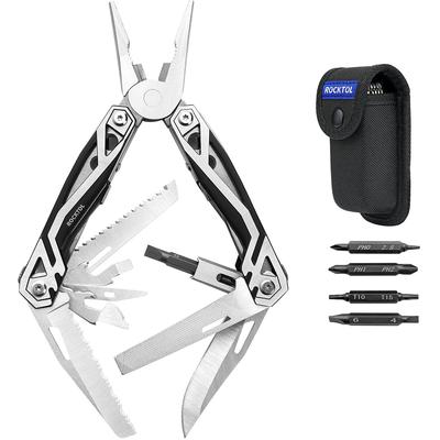 ROCKTOL Wielofunkcyjny Multitool Szczypce Stal Nierdzewna Zestaw Multitool Idealny na Survival Kemping Polowanie Wędkowanie Piesze Wycieczki Prezenty dla Taty i Mężczyzn