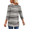 Women's Casual Striped V-Neck Three-Quarter Sleeve Blouse for Everyday Wear