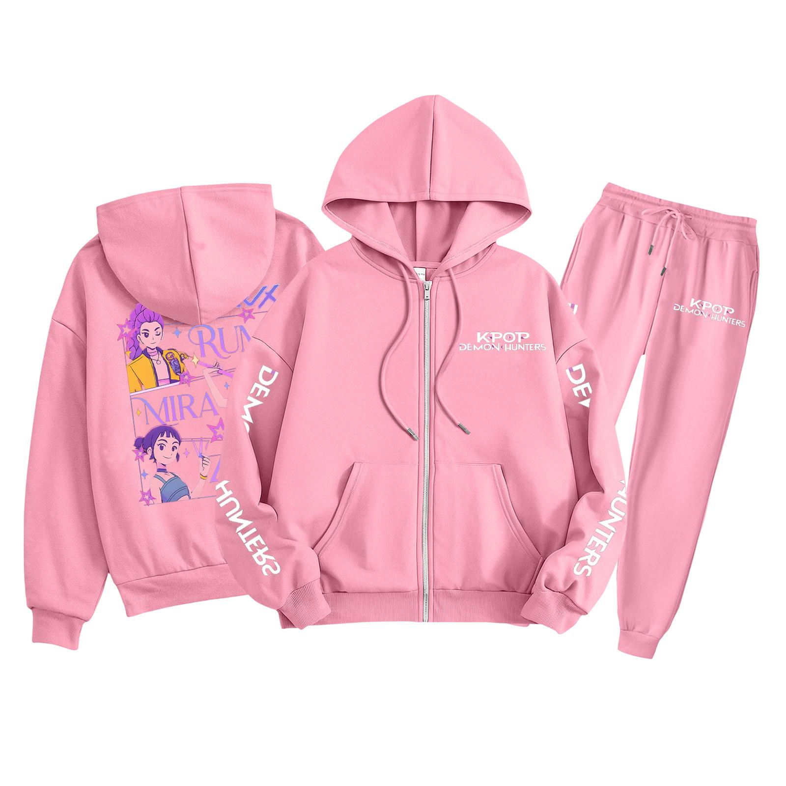 

Детская мода Толстовка с длинным рукавом, на молнии, с капюшоном, спортивные штаны с принтом, комплект толстовки с карманами 160 розовый