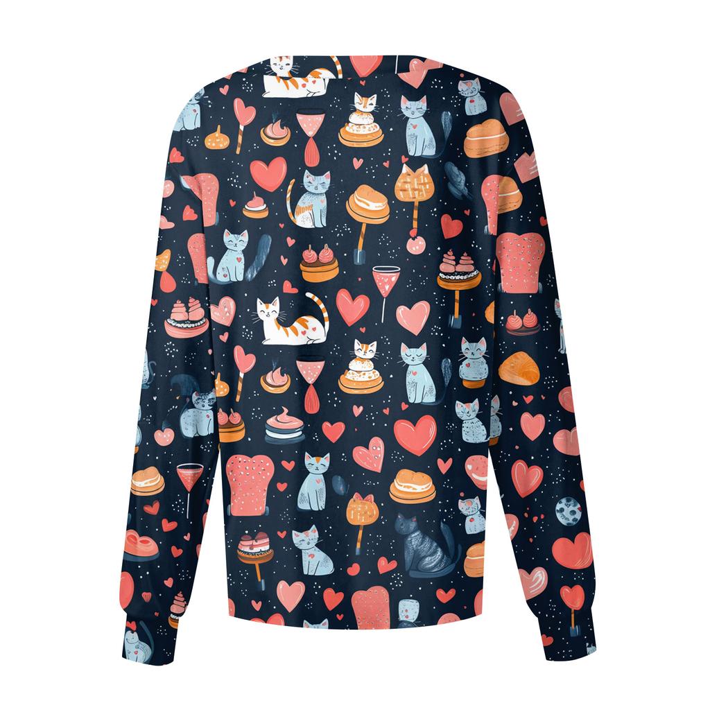 Jachetă Top Casual de Modă pentru Femei, cu Mâneci Lungi, Guler Înalt, cu Nasturi pe o Parte, Imprimeu Floral, pentru Îngrijitor