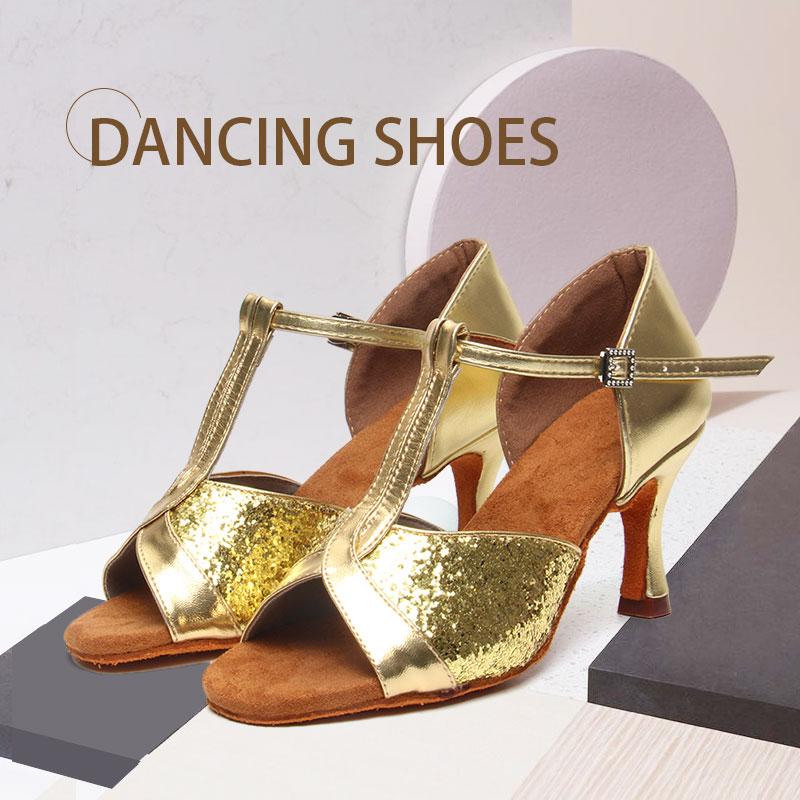 Women's Latin Dance Shoes Satin Ballroom Performance Dance Shoes 5 Color