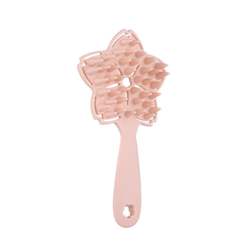 

Silicone Shampoo Scalp Hair Massager Shampoo Massage Comb Soft Bath Brush Star Shaped Hallow Shower Brush Comb Care Tool Gift розовый