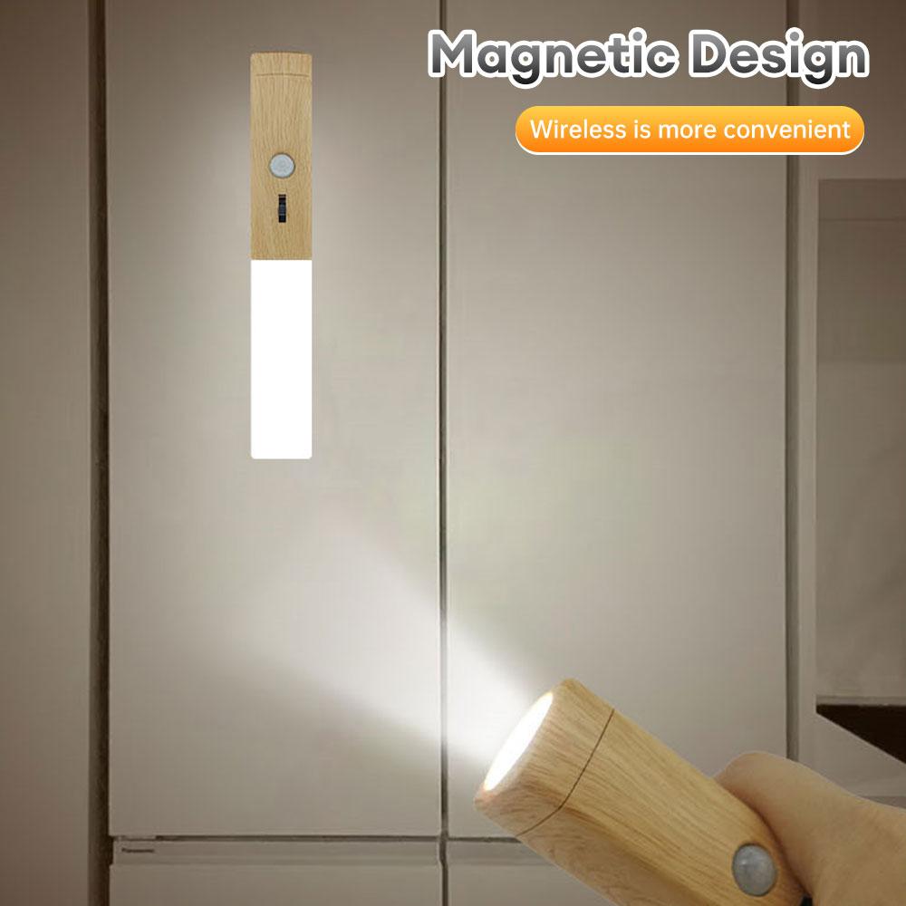 LED Night Light PIR Motion Sensor Magnetic Wall Lamp USB Rechargeable Lights Home Kitchen Bedroom Cabinet Closet Light