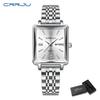 CRRJU Women Watches Creative Steel Dress Bracelet Wristwatches Ladies Square Waterproof Female Watch