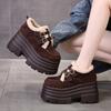 Fashion 10CM Suede Cow Genuine Leather Fashion Platform Wedge Winter Plush Autumn Boots Spring Women Ankle Booties Shoes Chimney
