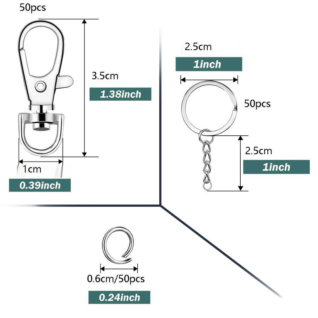 50/100/150PCS Keychain Hooks with Key Rings,.Metal Swivel Lobster Claw Clasps, for Keychain Clip Lanyard, Jewelry Making, Crafts