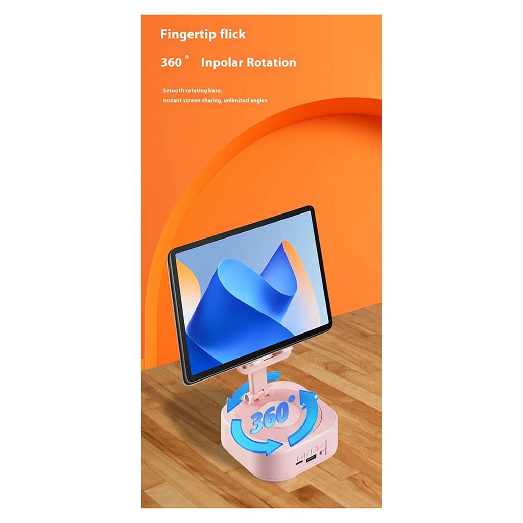 +New Bluetooth Speaker Phone Stand Voice Charging Bank LED Color Music Box Desktop Speakers Pink
