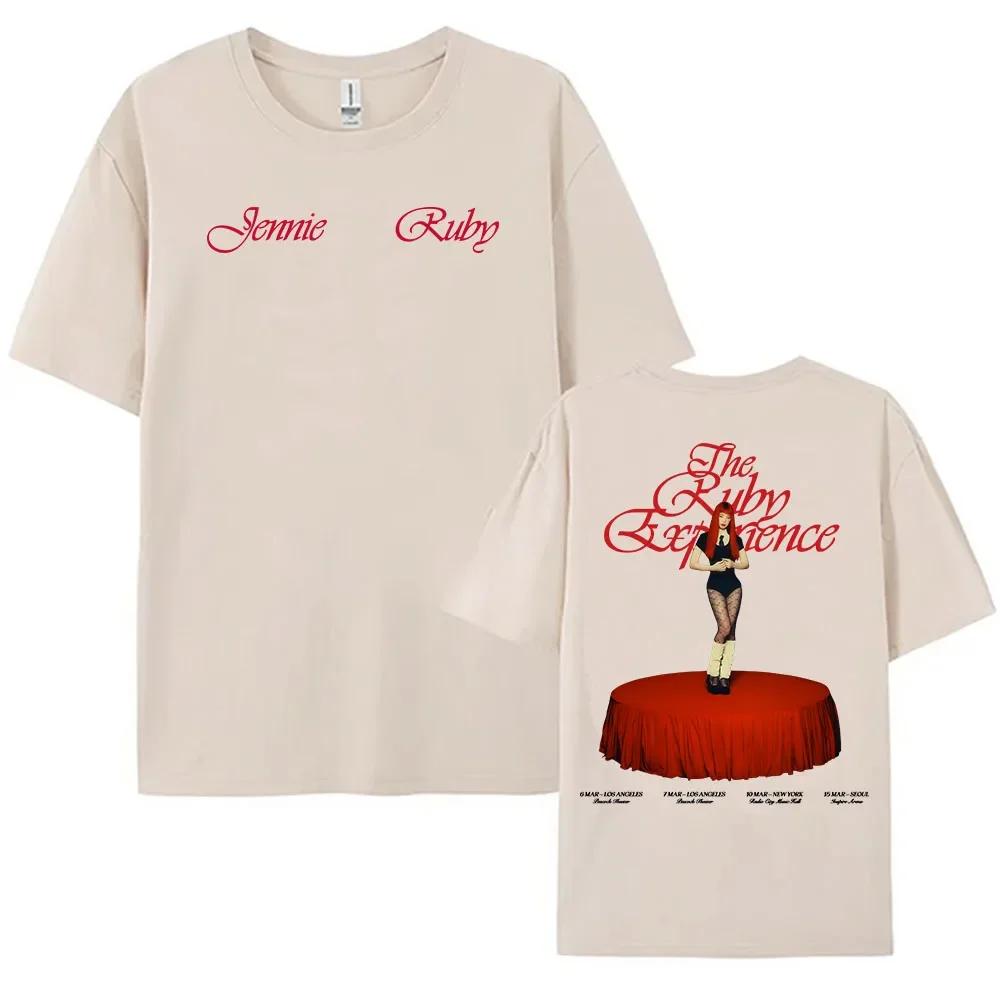 

Дженни The Ruby Experience Женская футболка Корейская певица Руби 1-й студийный альбом Мужская футболка Хлопок Лето Футболки с круглым вырезом 4XL