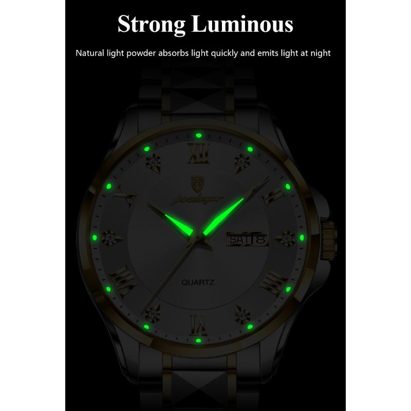 POEDAGAR Fashion Military Men Clock Waterproof Luminous Date Week Man Wristwatch Stainless Steel Quartz Watches Male Reloj