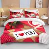 Love Heart Valentine'S Day Red Pink Rose Flower 3D Bedding Set Duvet Cover Comforter Bed Linen For Couple Twin Queen King