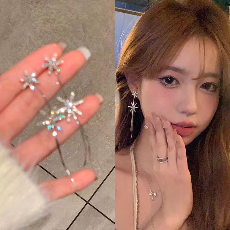 

Зимові сережки-китиці зі сніжинками – Елегантні різдвяні сережки, що звисають, для жінок