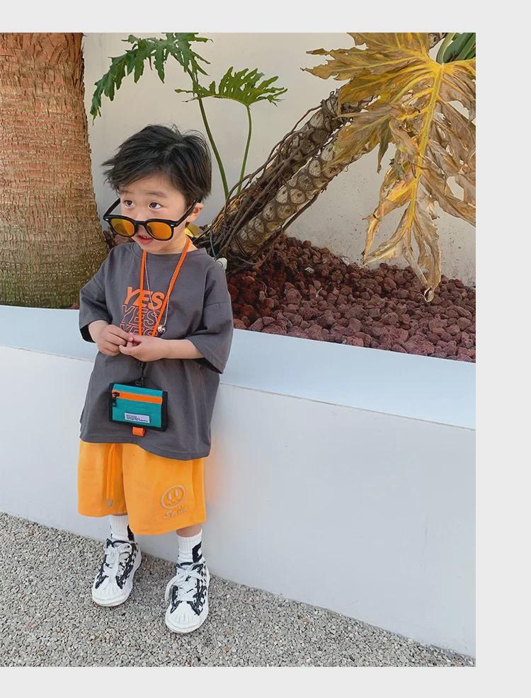 2023 Nowa Niebieska Koszulka z Krótkim Rękawem i Motywem Niedźwiadka ze 100% Bawełny dla Chłopców