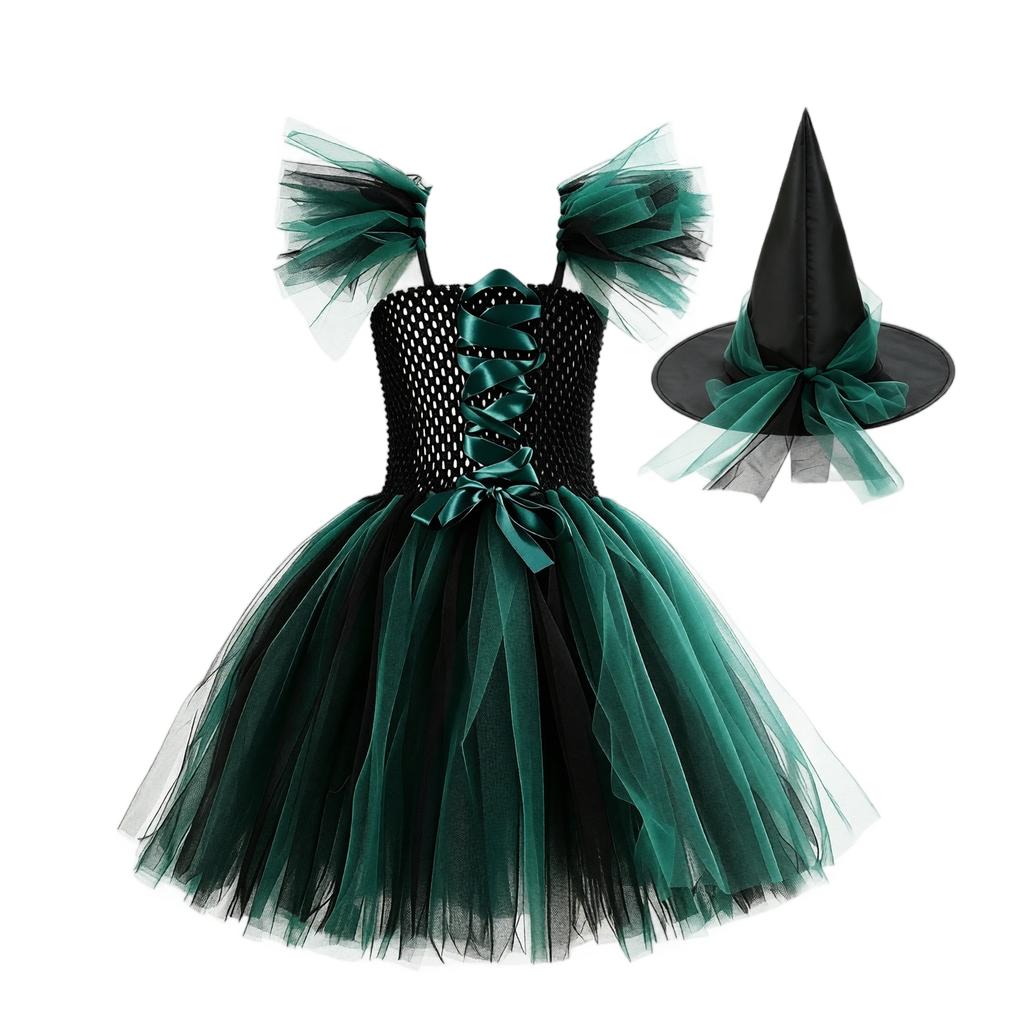 Halloween-Kleid Kostüm-Set für Mädchen für Auftritte, Tanzaufführungen und Partys