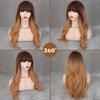 MERISIHAIR Ombre Blonde Wavy Wig with Bangs Long Blonde Wig Natural Wavy Long Synthetic Wig for Women