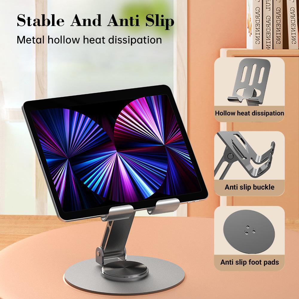 360° Rotating All-metal Desktop Mobile Phone Holder Tablet Holder Folding Rotating Lazy Chase Drama Live Broadcast Multi-function Adjustable
