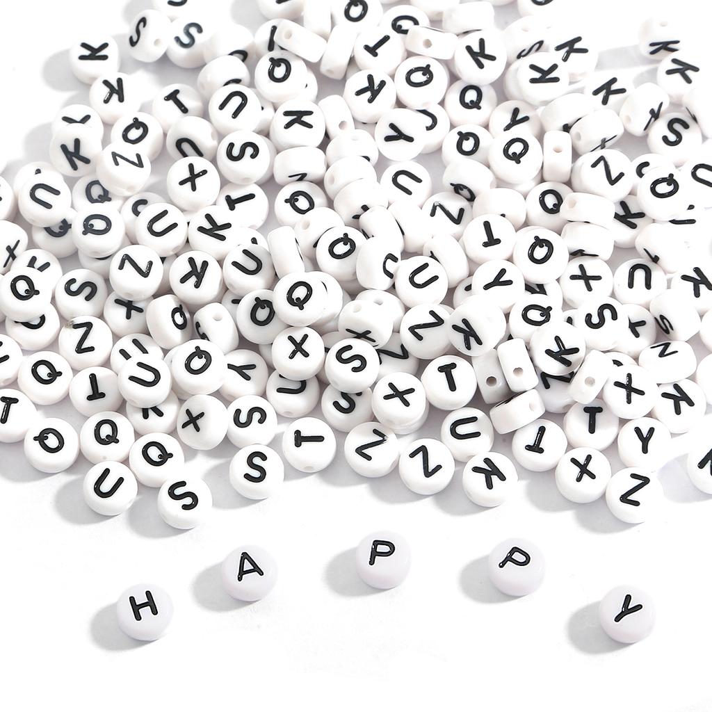 100Pcs Letter Beads Round Letter Alphabet Beads Acrylic Beads DIY Jewelry Making Bracelet Necklace Accessories