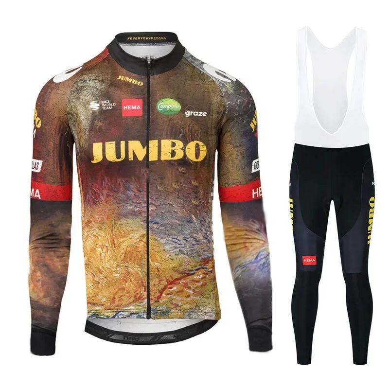 2026 Jumbo New Pro Team Cycling Jerseys Spring Autumn Men MTB Ropa Ciclismo Long Sleeve Bicycle Clothing Bike Uniform Bike Jersey Set