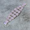 Bracelet en Pierre Gemme Calcédoine Rose Fait Main en Argent Sterling 925 7-8" M-307