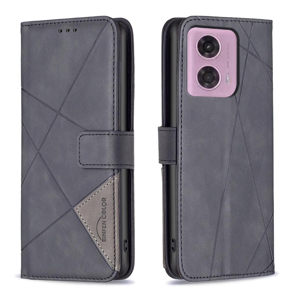 For Motorola Moto E14 4G/G04 4G/G04s 4G/G24 4G Phone Cases Wallet Stand Geometry Imprint Leather Cover