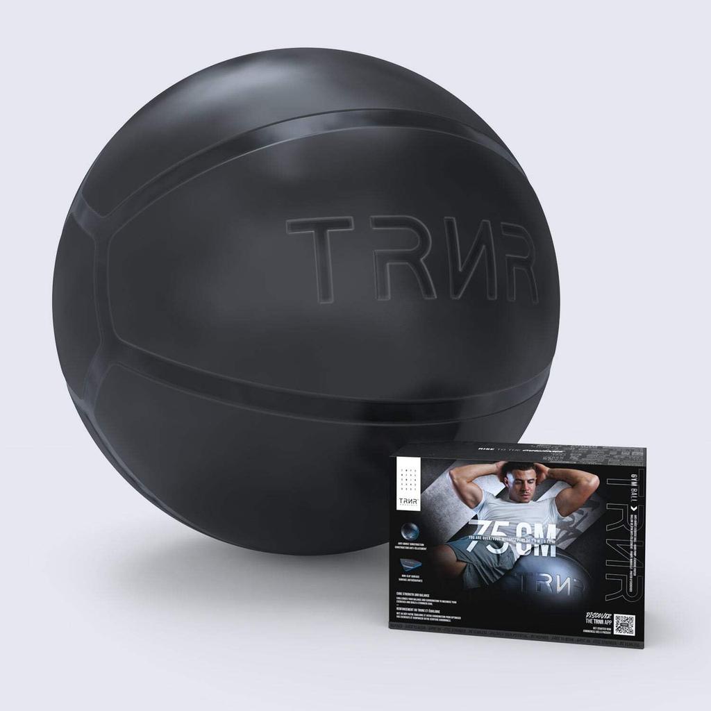 TRNR Trainer Gym Ball, Balance Ball with Air Pump, Chair, Kids, Core Training, Strength Training, Pilates, Diet, Exercise / Black, 75cm