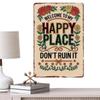 Happy Place Sign Vintage Floral Home Decoration Wall Metal Welcome Poster For Indoor Outdoor Bedroom Corridors Courtyards