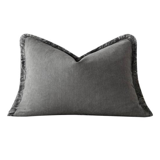 Povlak na polštář s krátkým třásňovým lemem čtvercový bohémský styl dekorace na kancelářskou pohovku