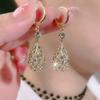 Exquisite Shiny Hollow Water Drop Crystal Dangle Earrings for Women New Luxury Fashion Wedding Bride Korea Earring Jewelry Gift