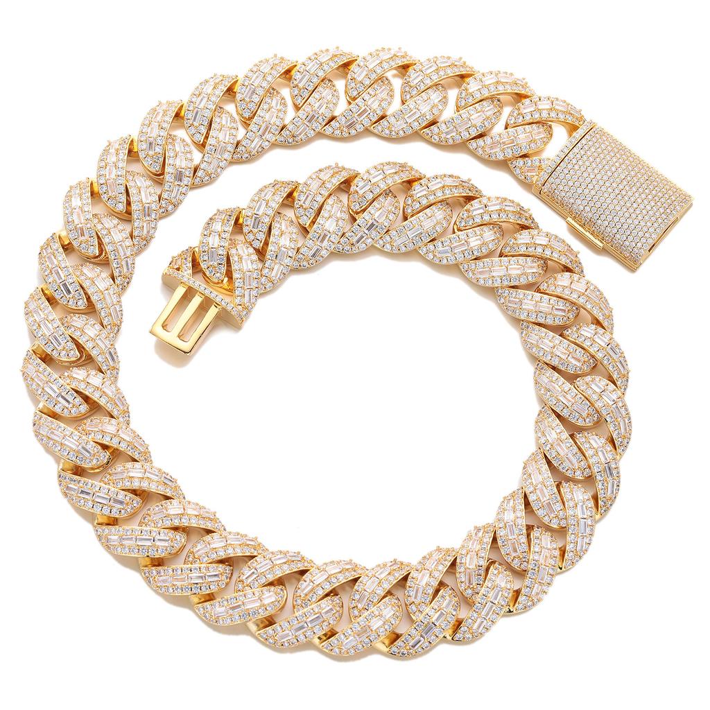 European and American hip hop 11mm mixed T square zircon Cuban chain full of necklaces men's street rap rapper trendy brand