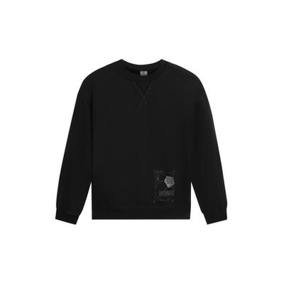 Li Ning X Jackie Chan Collaboration Kung Fu Series Solid Color Logo Print Round Neck Long Sleeve Sweatshirt Unisex Sweatshirt Black AWDSC19-1